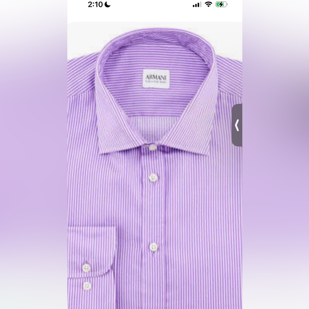 Armani Collezioni Men's Lavender Pinstripe Shirt
